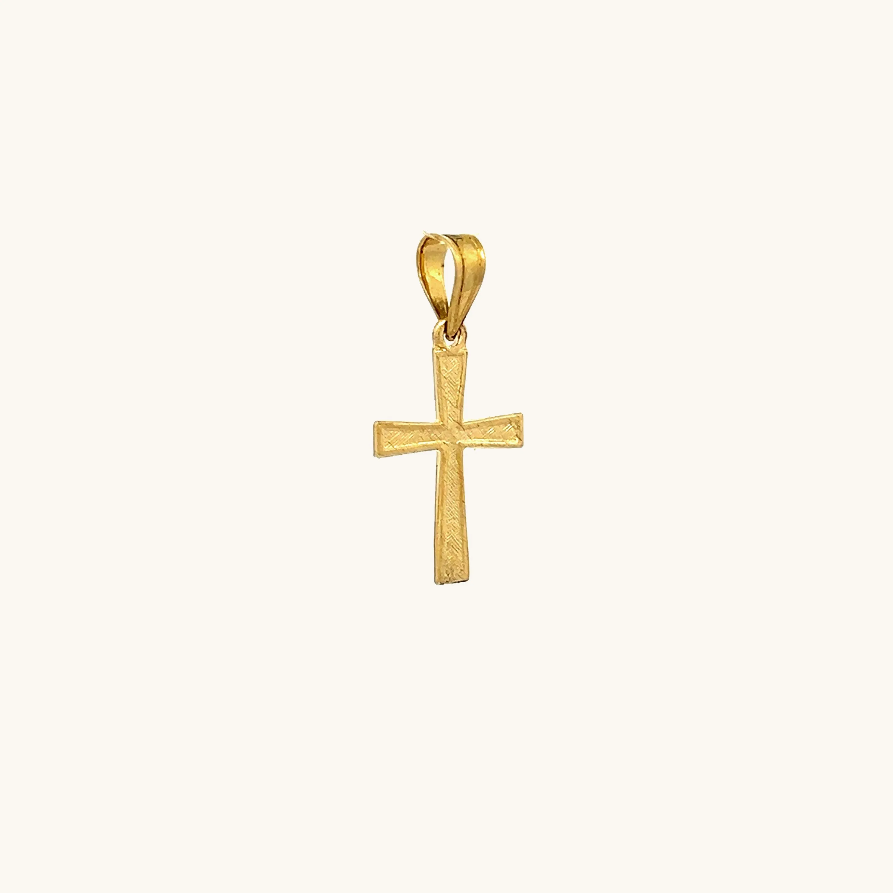 SOLID 14K YELLOW GOLD TINY CROSS PENDANT