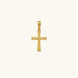 SOLID 14K YELLOW GOLD TINY CROSS PENDANT