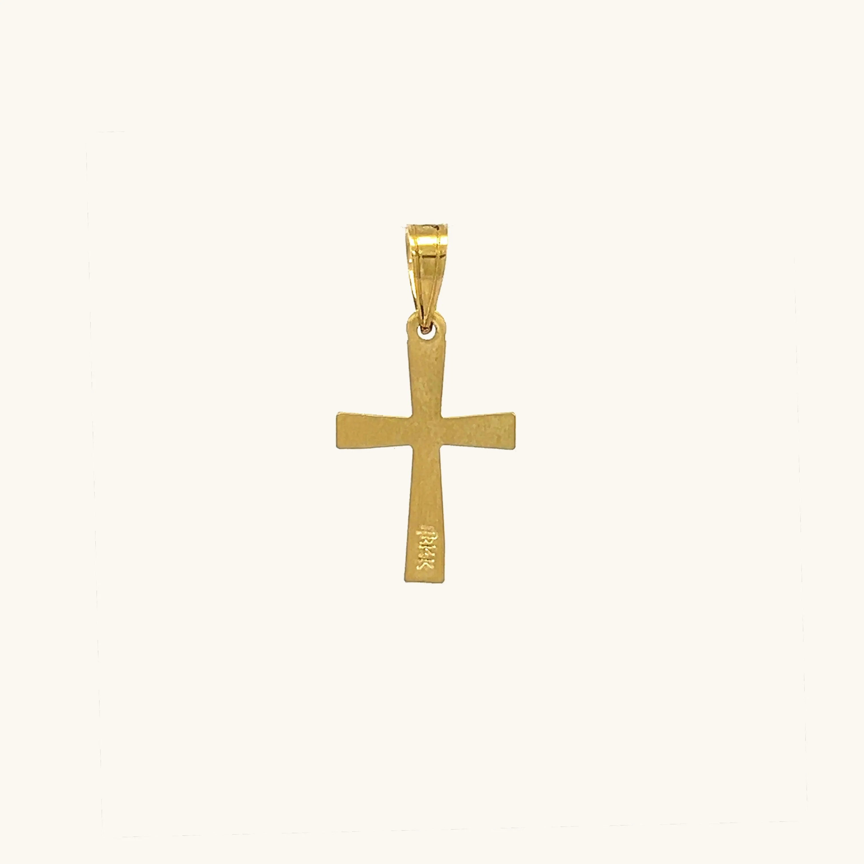 SOLID 14K YELLOW GOLD TINY CROSS PENDANT