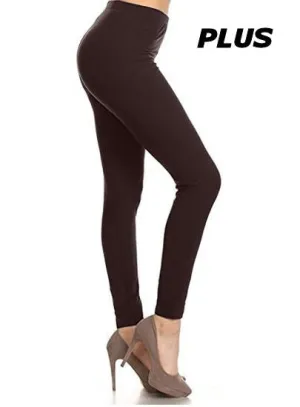 Solid Brown Plus Size Premium Leggings