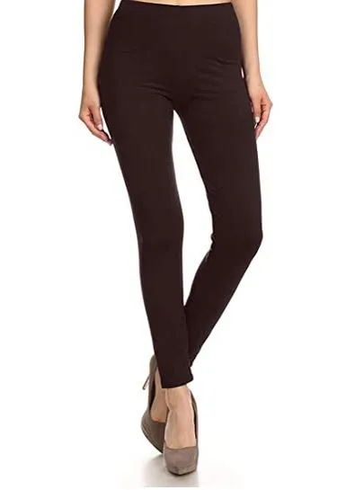 Solid Brown Plus Size Premium Leggings