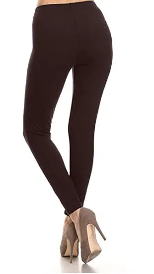 Solid Brown Plus Size Premium Leggings