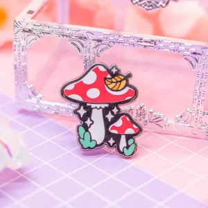 Spooky Town - autumn mushrooms enamel pin