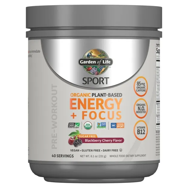 Sport Organic PreWorkout Energy   Focus Blackberry Cherry