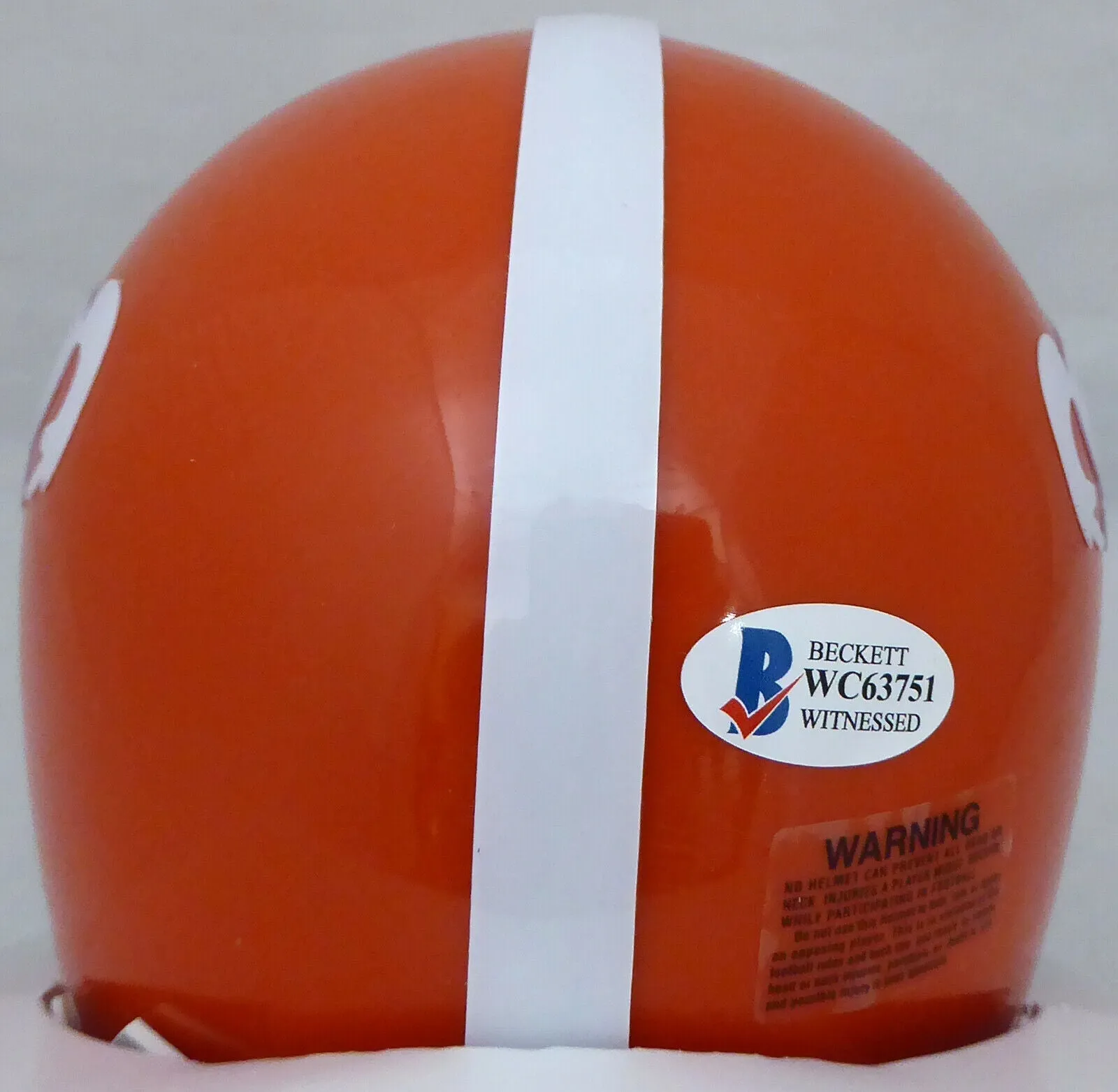STEVE ATWATER AUTOGRAPHED BRONCOS THROWBACK ORANGE MINI HELMET BECKETT 178096