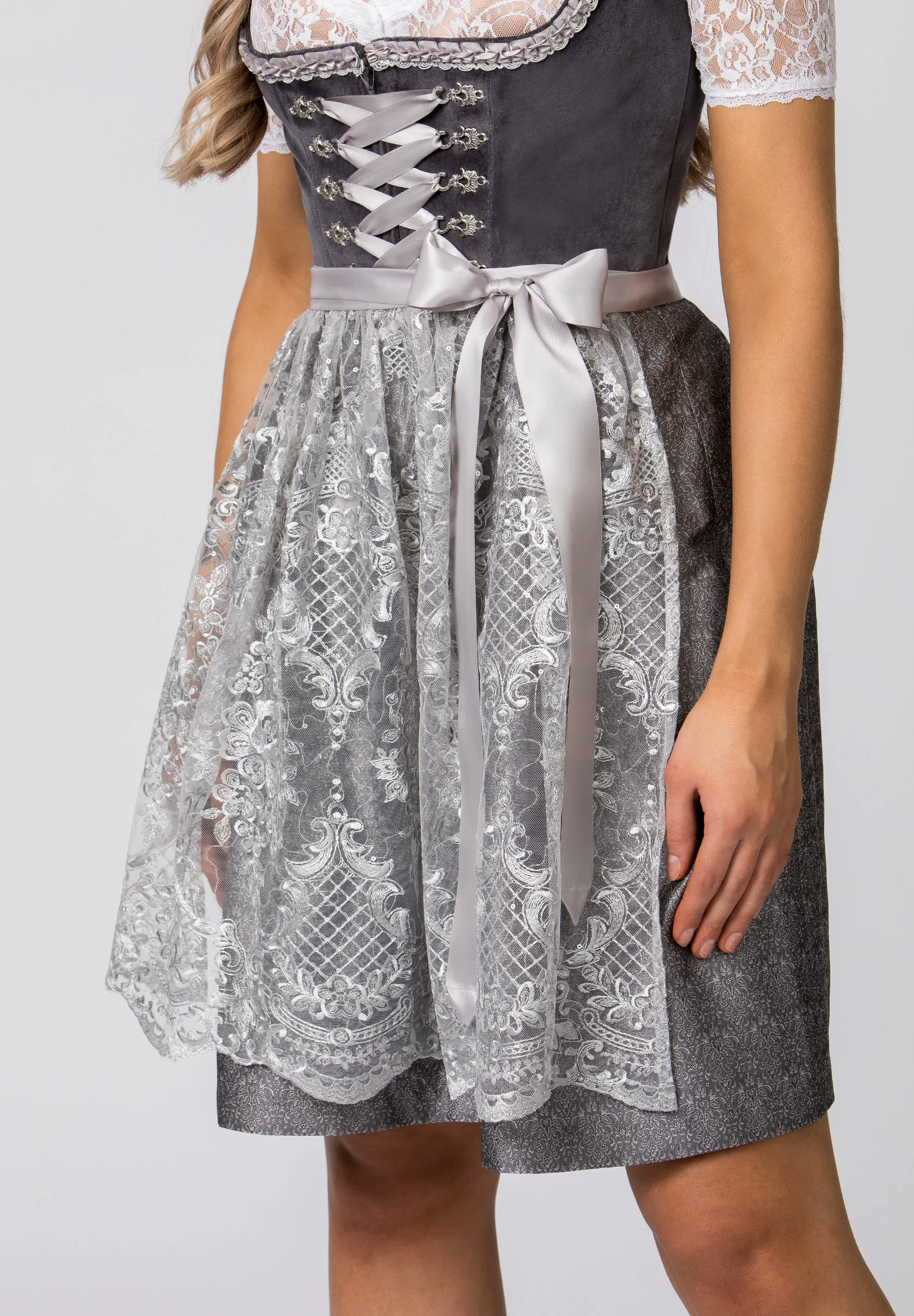 Stockerpoint Mini Dirndl 2pcs. 55cm "Loredana" anthracite (40) closeout