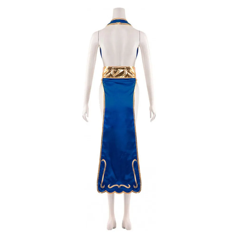 Street Fighter Chun Li Cosplay Costume Blue Outfits Halloween Carnival Suitit