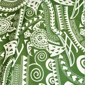 Tapa Styllized Honu White on Forest Green