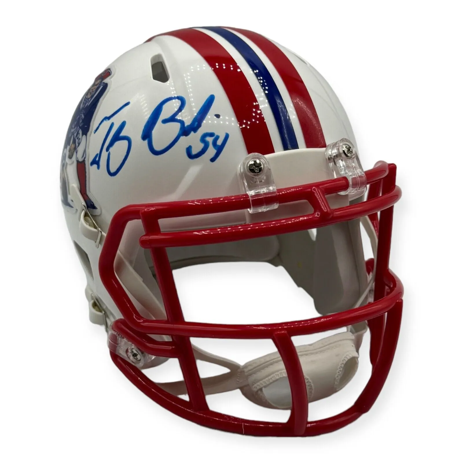 Tedy Bruschi Signed Autographed Patriots Throwback Mini Helmet JSA