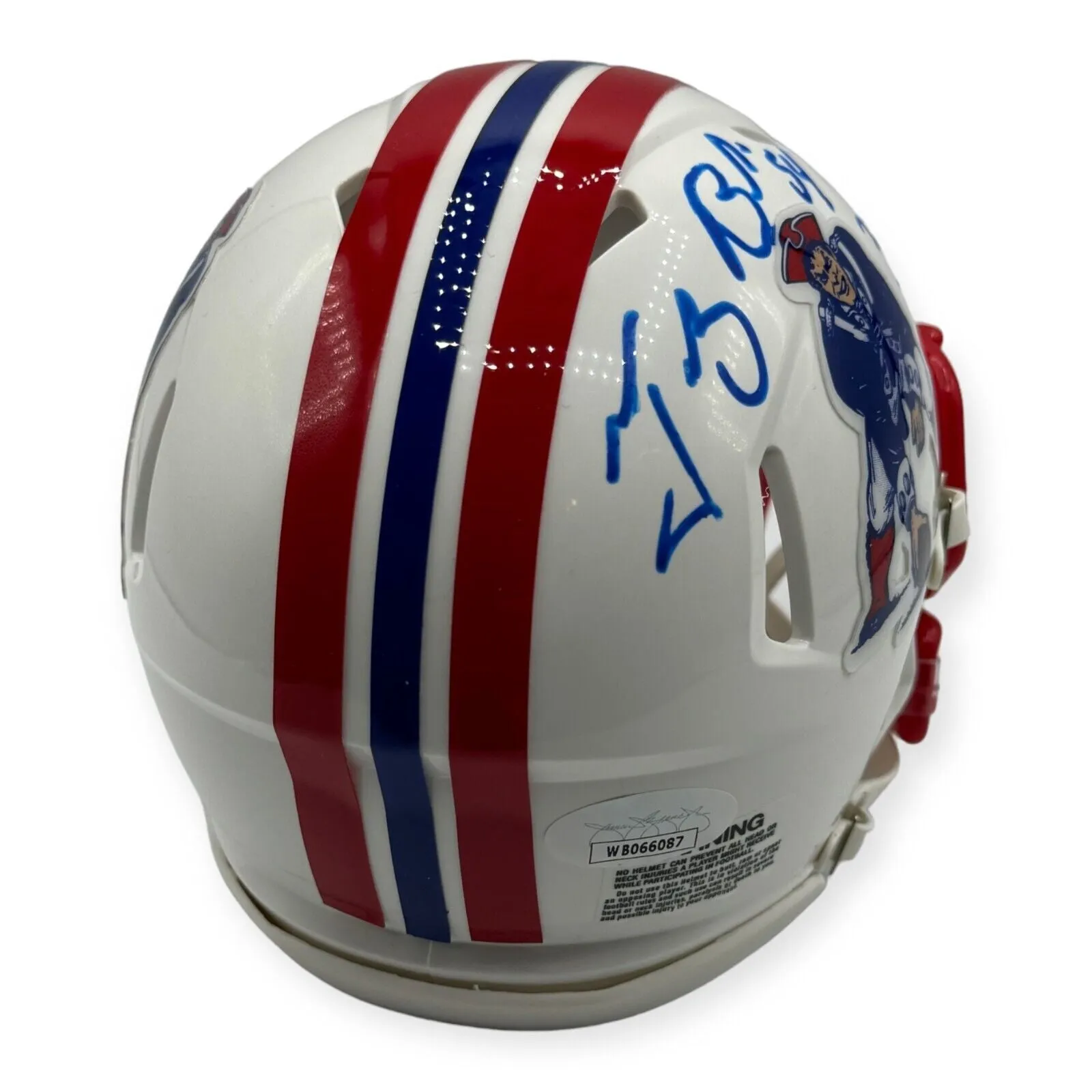 Tedy Bruschi Signed Autographed Throwback Mini Helmet w/ "3x SB Champ" JSA