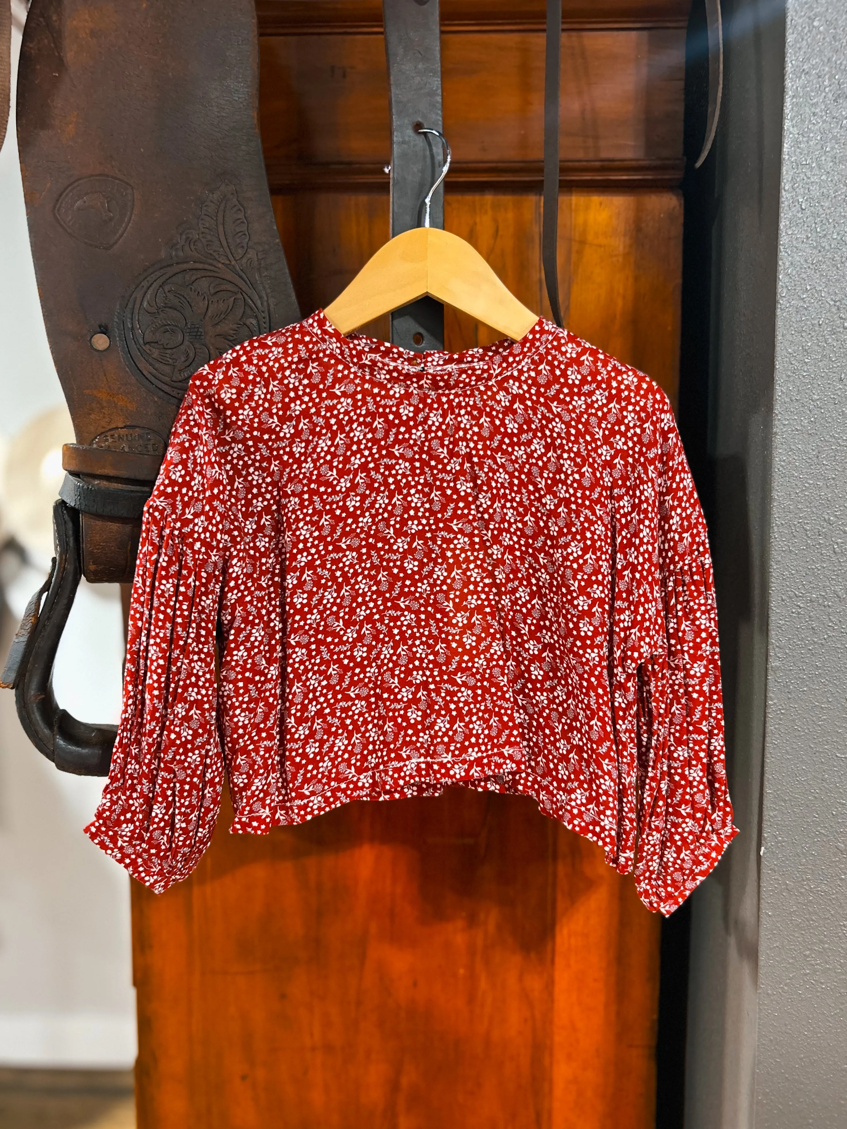 The Hannah Blouse - Cranberry Floral (4T)
