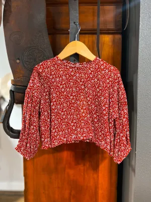The Hannah Blouse - Cranberry Floral (4T)