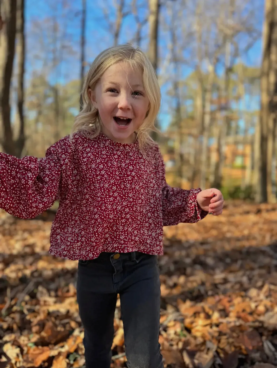 The Hannah Blouse - Cranberry Floral (4T)