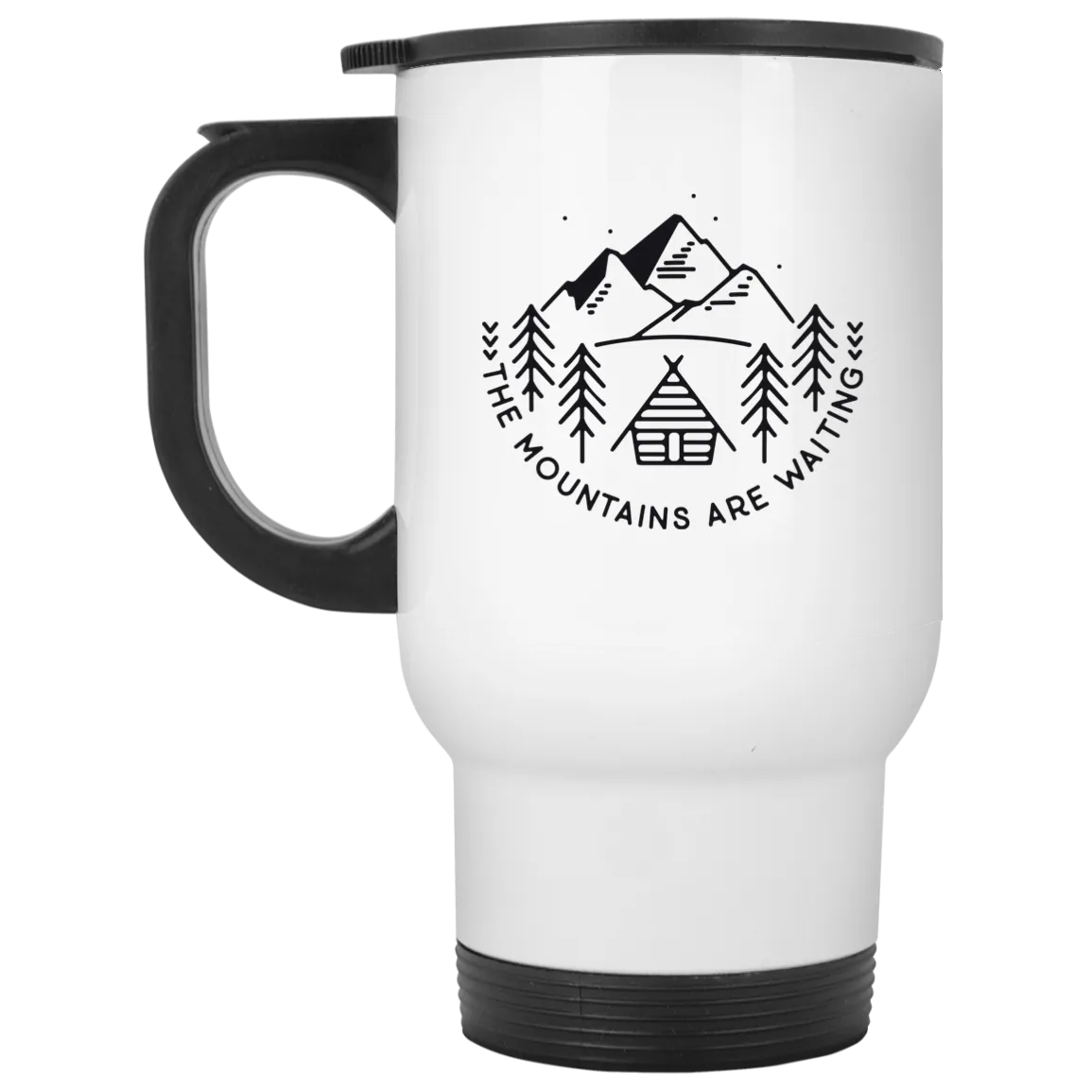 The Mountains are Waiting - 14 oz. White Travel Mug