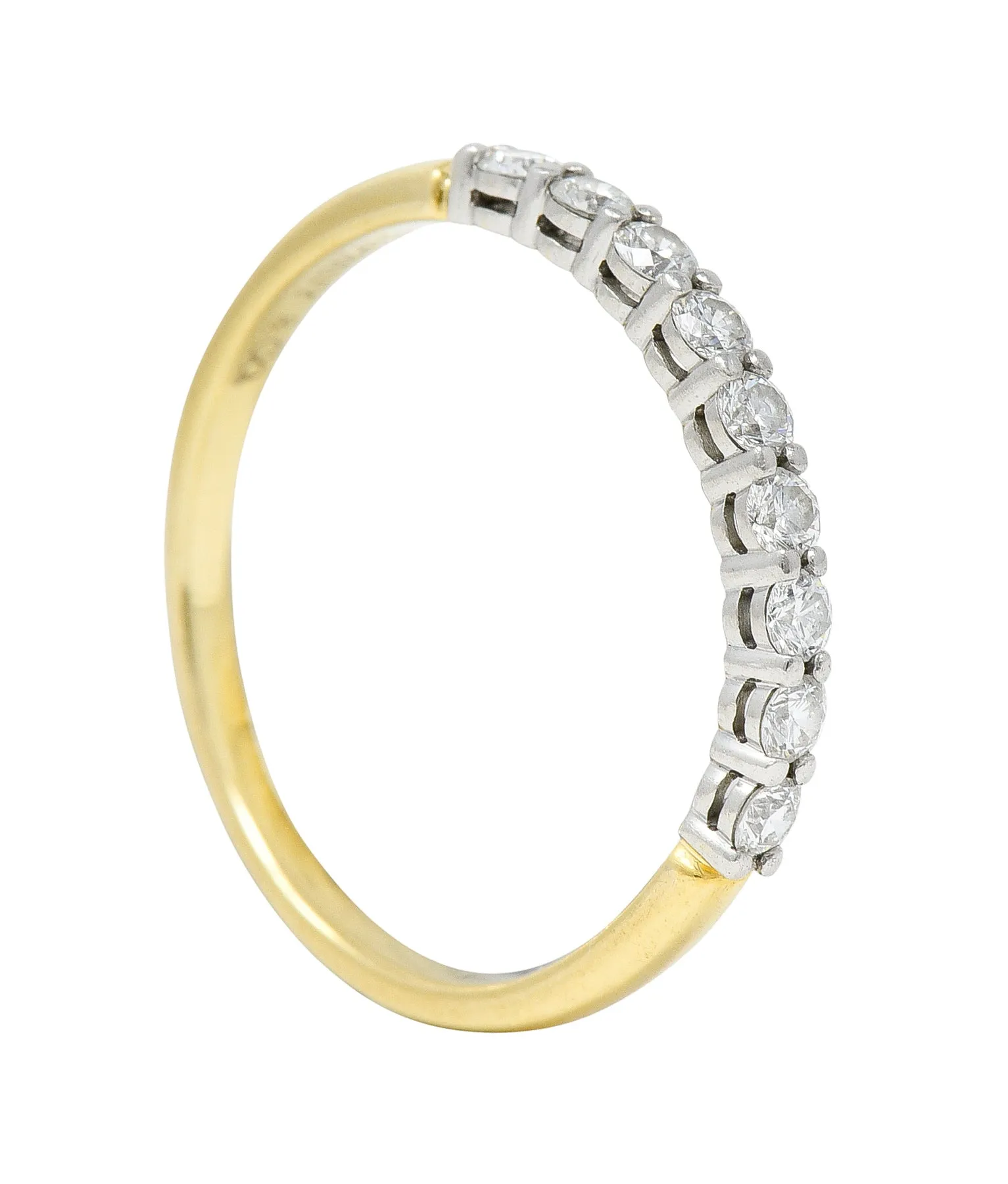 Tiffany & Co. 1990's Diamond Platinum 18 Karat Yellow Gold Vintage Band Ring