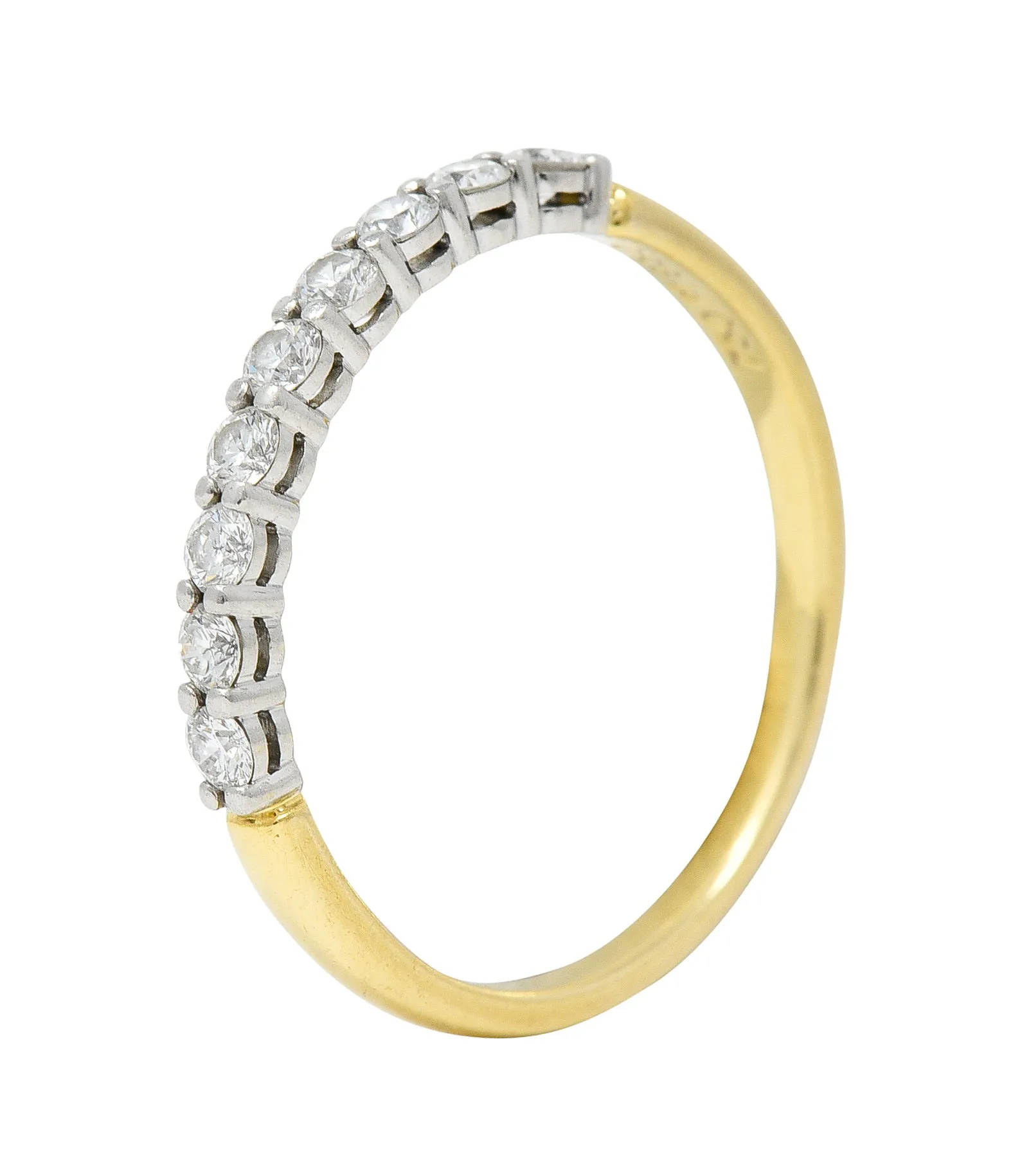 Tiffany & Co. 1990's Diamond Platinum 18 Karat Yellow Gold Vintage Band Ring