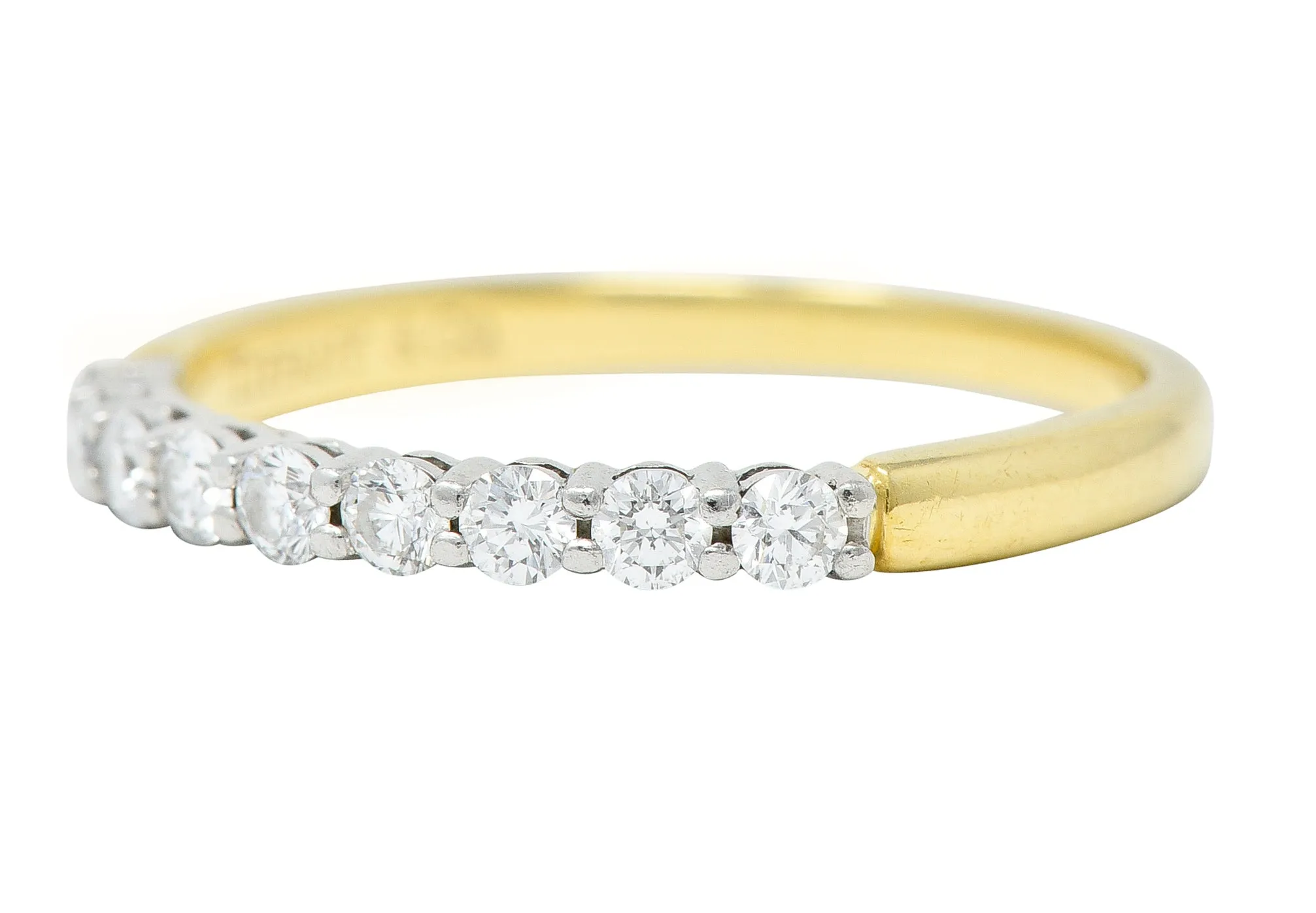 Tiffany & Co. 1990's Diamond Platinum 18 Karat Yellow Gold Vintage Band Ring