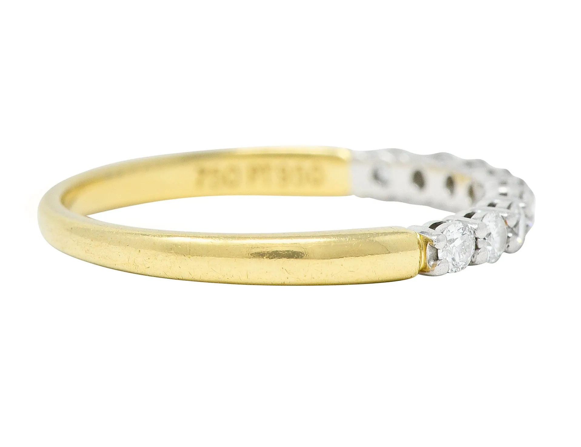 Tiffany & Co. 1990's Diamond Platinum 18 Karat Yellow Gold Vintage Band Ring