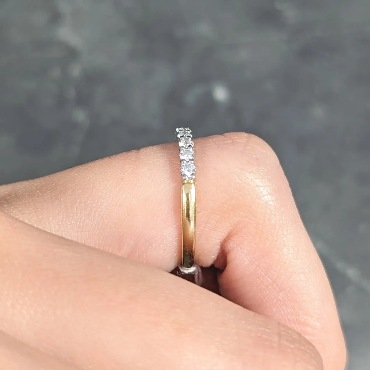 Tiffany & Co. 1990's Diamond Platinum 18 Karat Yellow Gold Vintage Band Ring