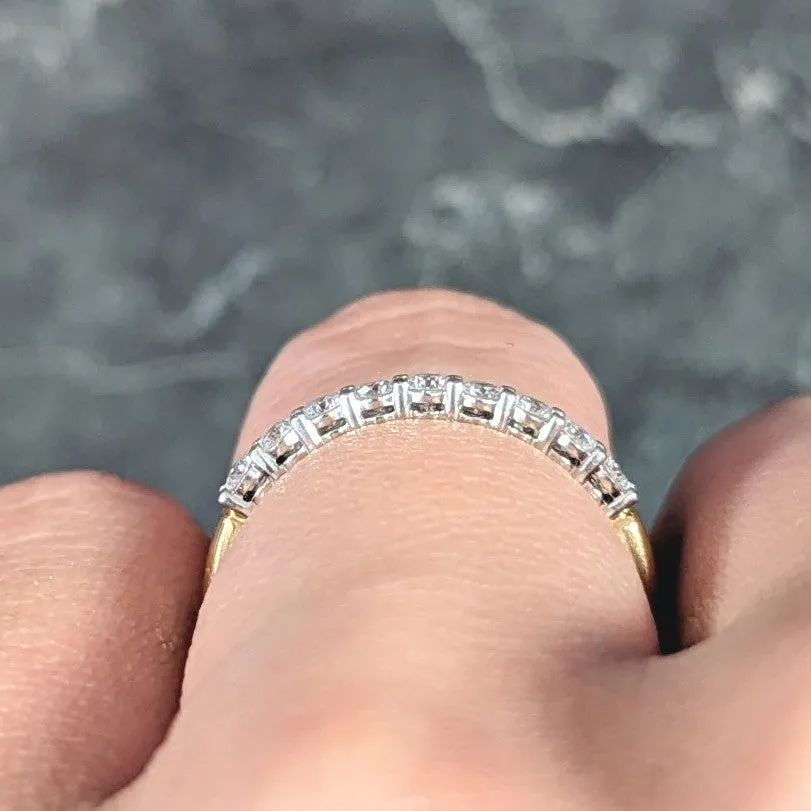 Tiffany & Co. 1990's Diamond Platinum 18 Karat Yellow Gold Vintage Band Ring