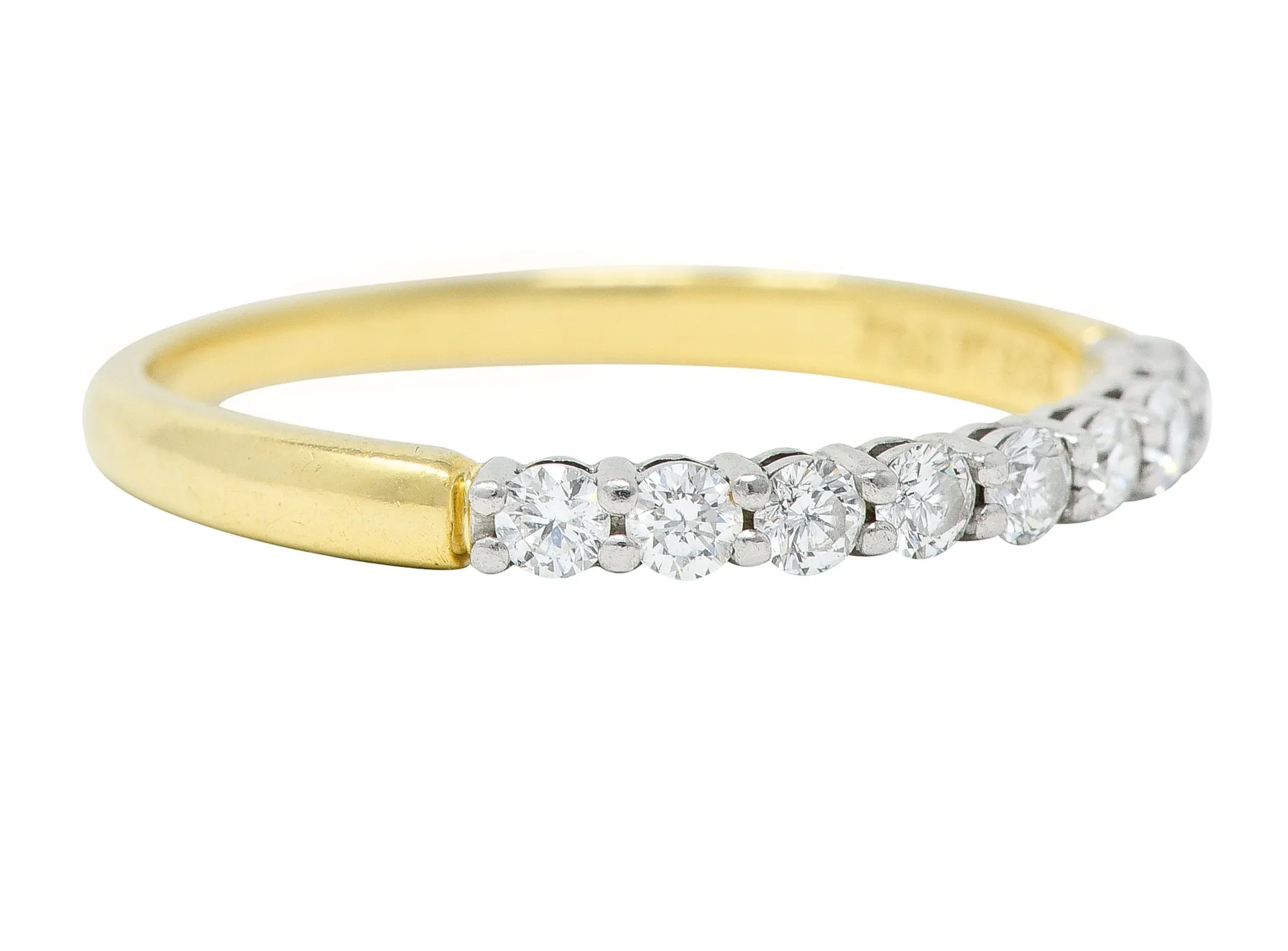 Tiffany & Co. 1990's Diamond Platinum 18 Karat Yellow Gold Vintage Band Ring