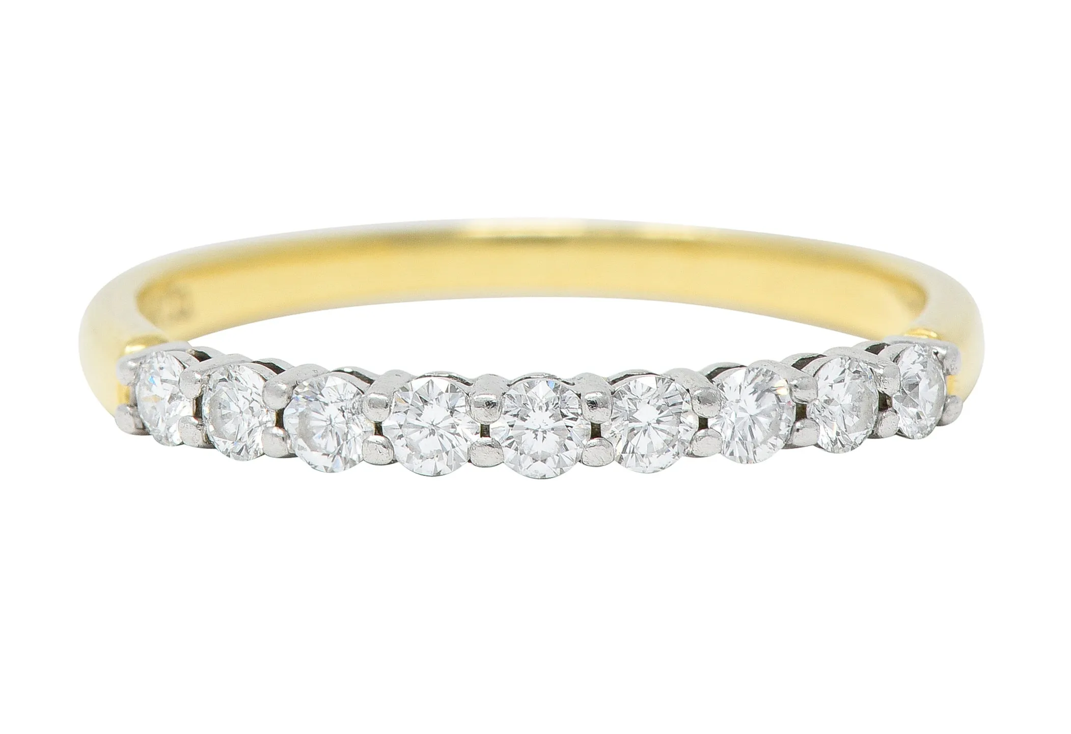 Tiffany & Co. 1990's Diamond Platinum 18 Karat Yellow Gold Vintage Band Ring