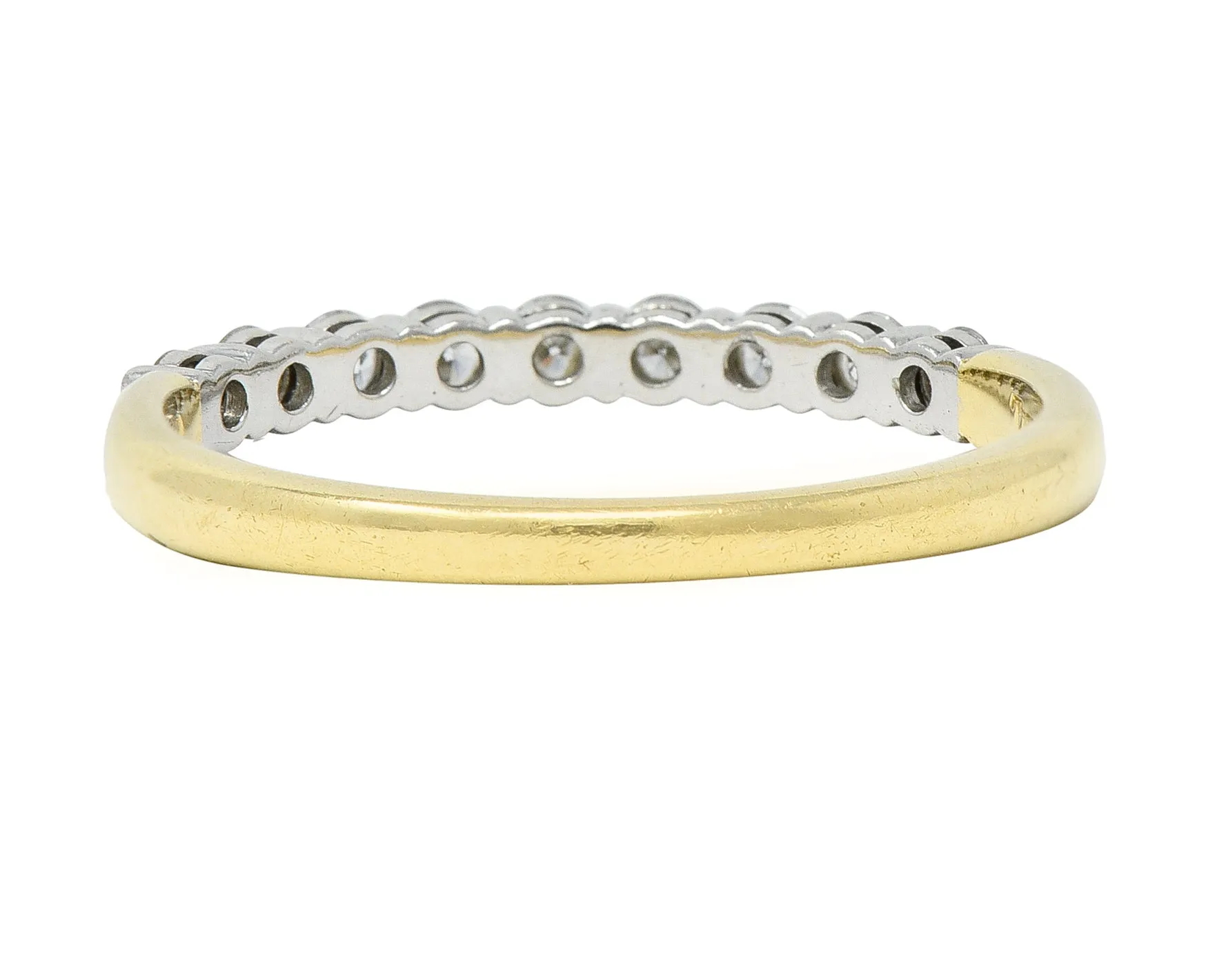 Tiffany & Co. 1990's Diamond Platinum 18 Karat Yellow Gold Vintage Band Ring