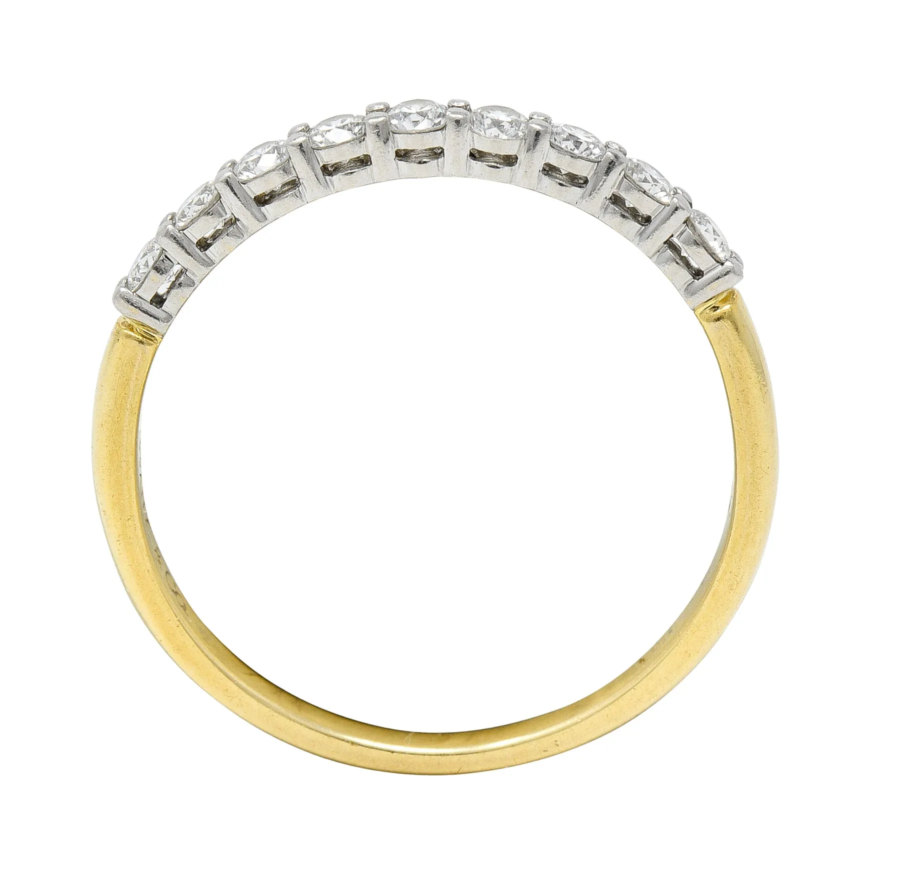 Tiffany & Co. 1990's Diamond Platinum 18 Karat Yellow Gold Vintage Band Ring