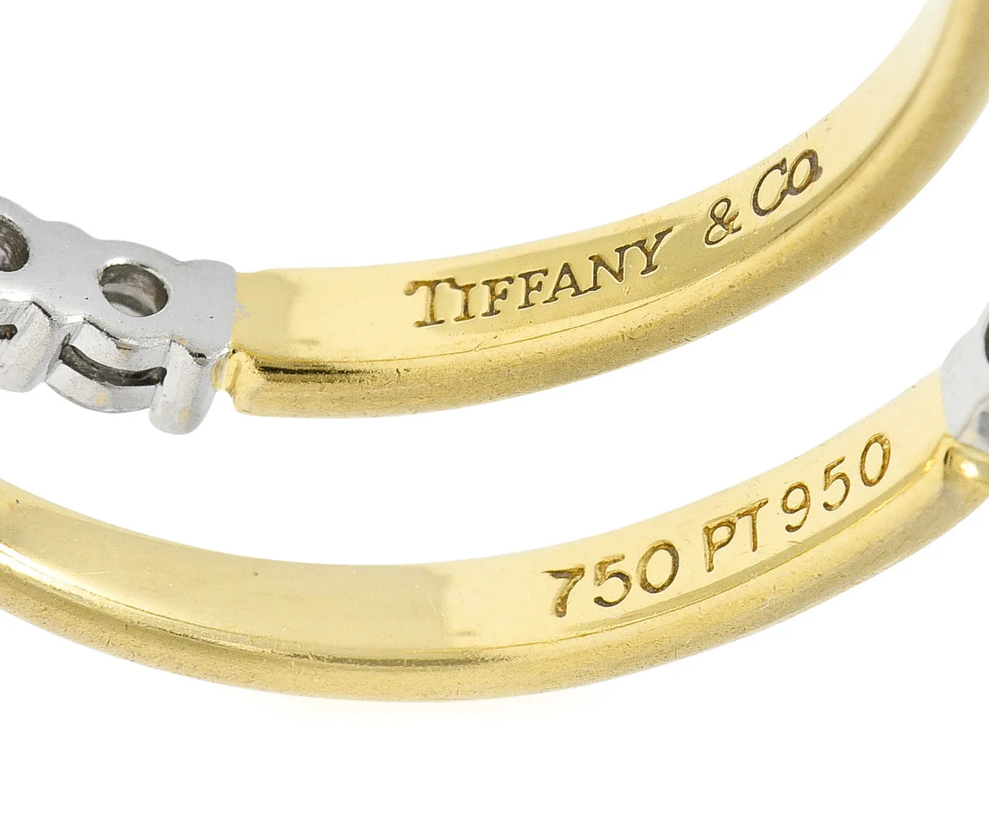 Tiffany & Co. 1990's Diamond Platinum 18 Karat Yellow Gold Vintage Band Ring