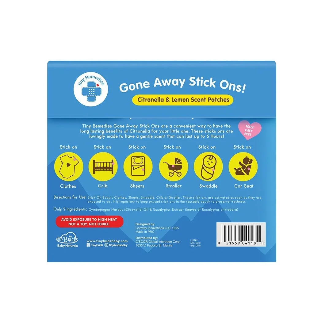 Tiny Buds Gone Away Stick Ons Gentle Citronella and Lemon Scent (24 Stickers)