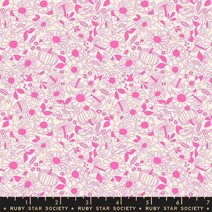 Tiny Frights, Halloween Floral Neon Pink