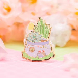 Tiny Garden - succulent garden pot house enamel pin