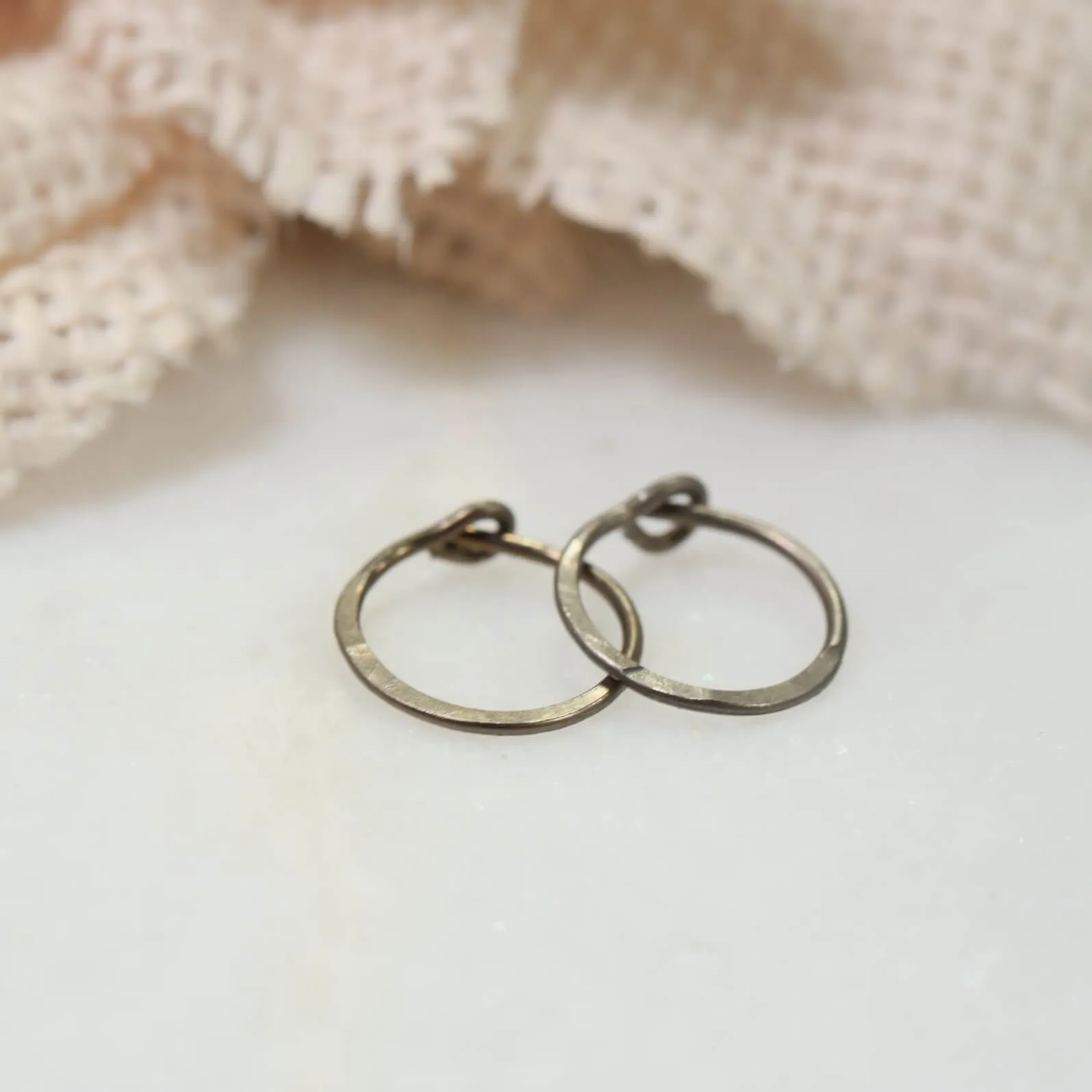 Tiny Hoop Earring Hammered - Niobium Choose Your Diameter, Gauge