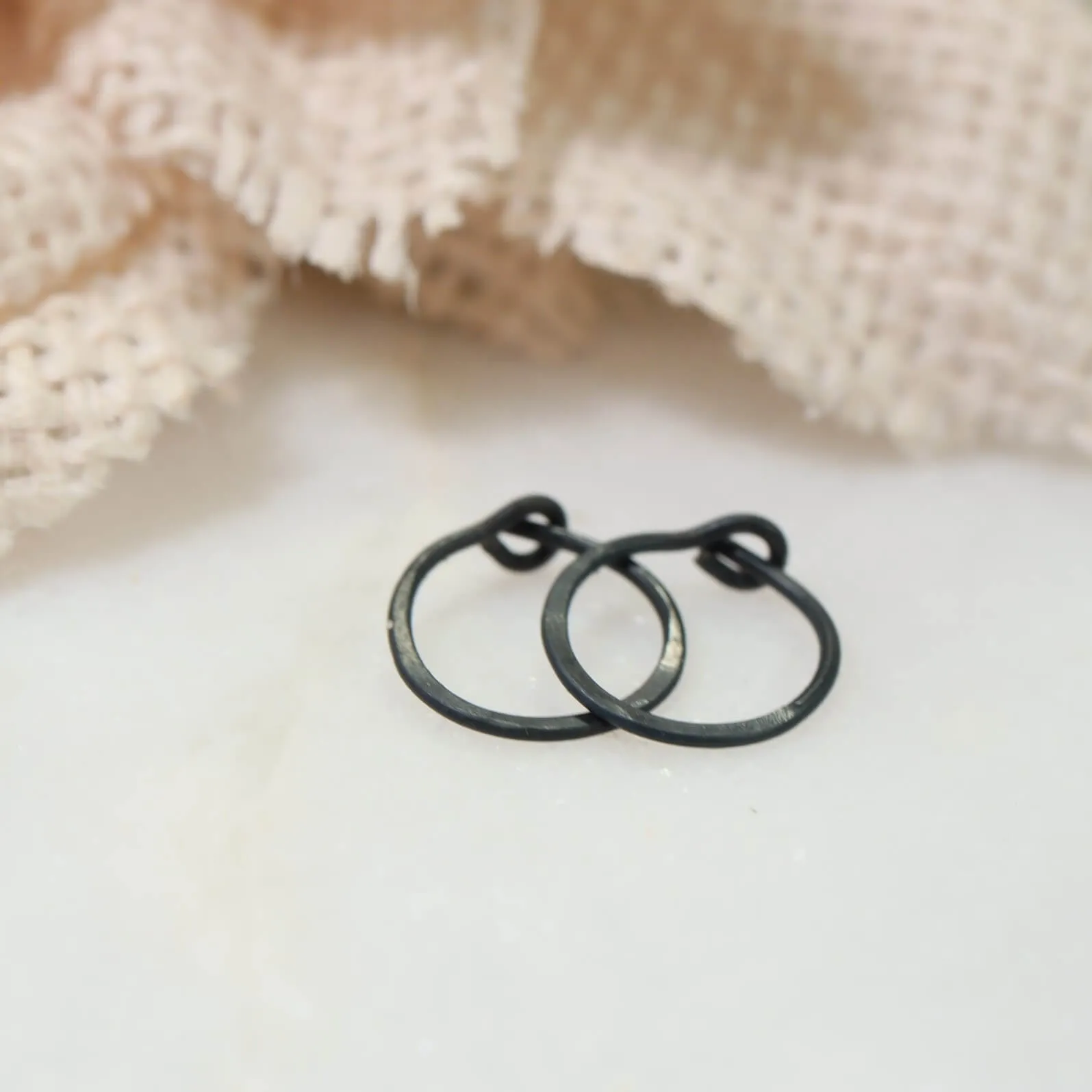 Tiny Hoop Earring Hammered - Niobium Choose Your Diameter, Gauge