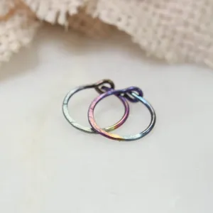Tiny Hoop Earring Hammered - Niobium Choose Your Diameter, Gauge