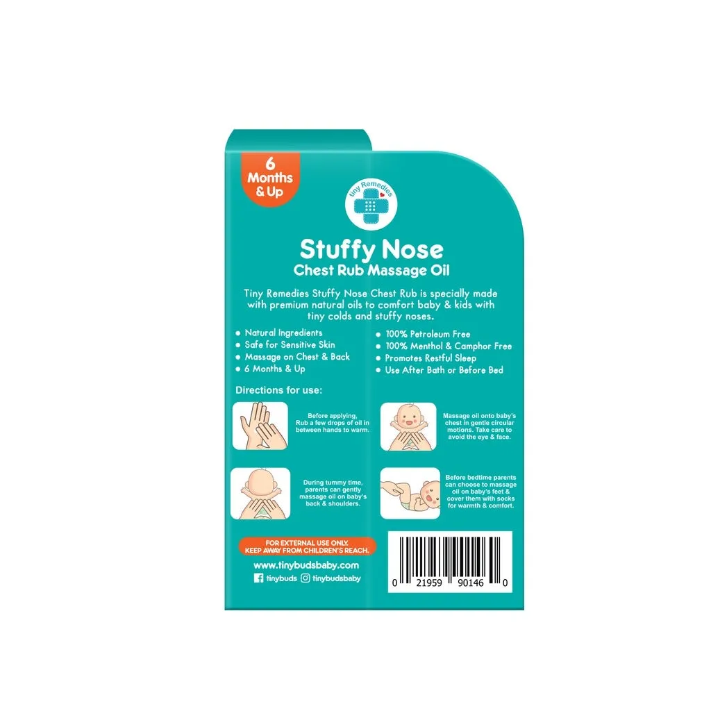 Tiny Remedies Stuffy Nose Natural Baby Chest Rub Massage Oil 50ml
