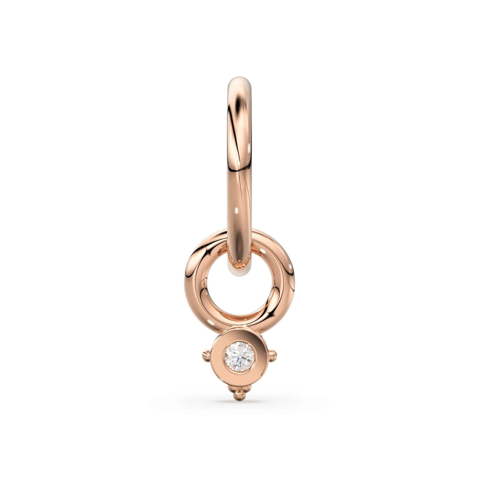 Tiny Single Diamond Round Charm Pendant / 14k 18k Solid Gold Pendant / Diamond Charm / Petite Charm / Sale