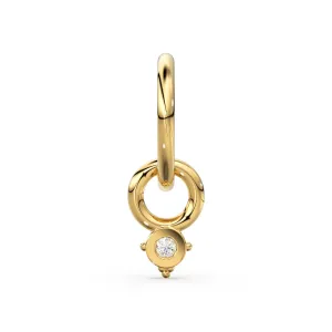 Tiny Single Diamond Round Charm Pendant / 14k 18k Solid Gold Pendant / Diamond Charm / Petite Charm / Sale