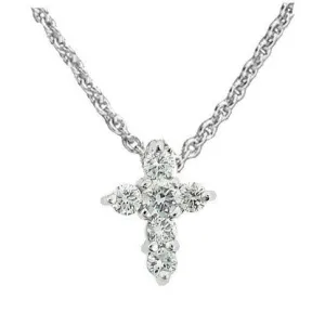 Tiny Treasures White Gold Larger Diamond Baby Cross Necklace