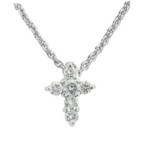 Tiny Treasures White Gold Larger Diamond Baby Cross Necklace