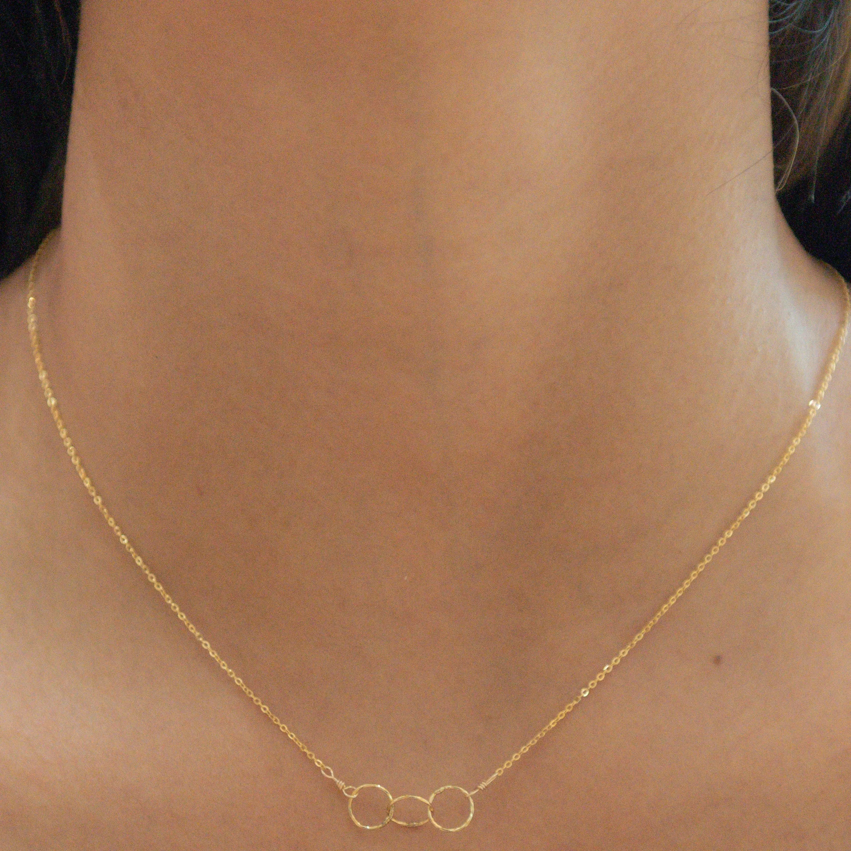 Tiny Triple Diamond Cut Circles Necklace