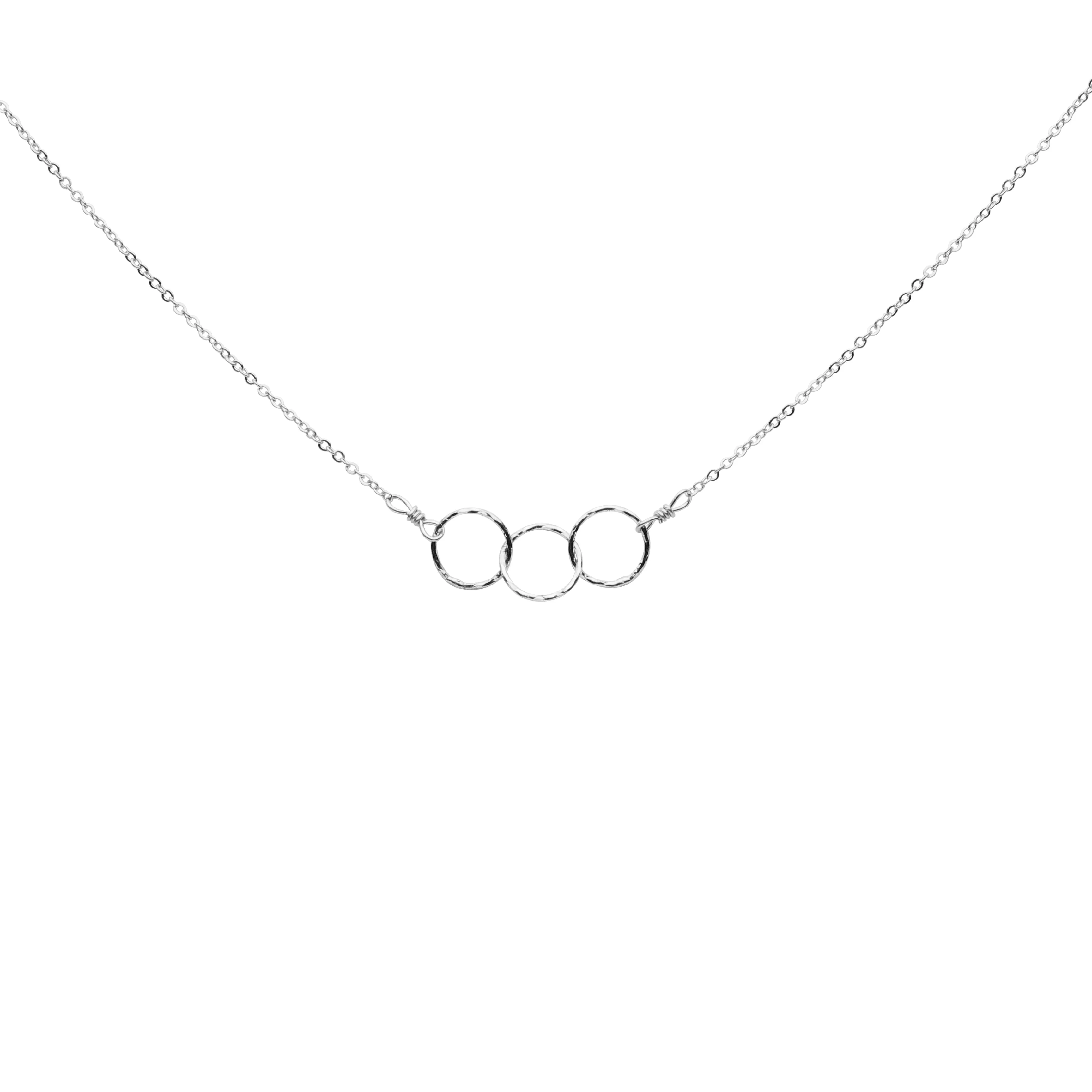 Tiny Triple Diamond Cut Circles Necklace