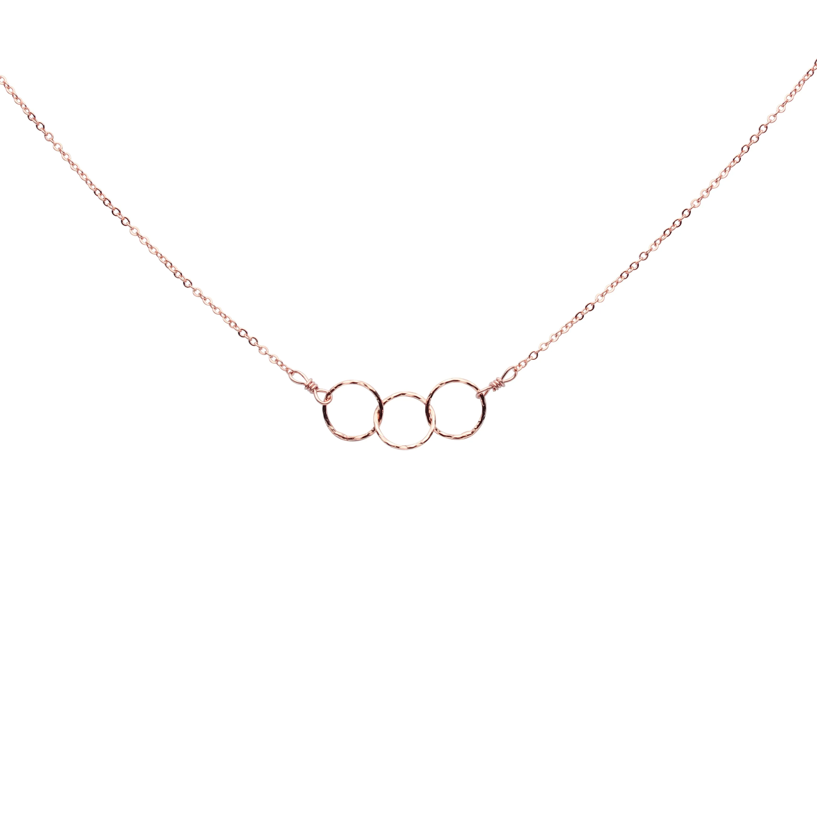 Tiny Triple Diamond Cut Circles Necklace