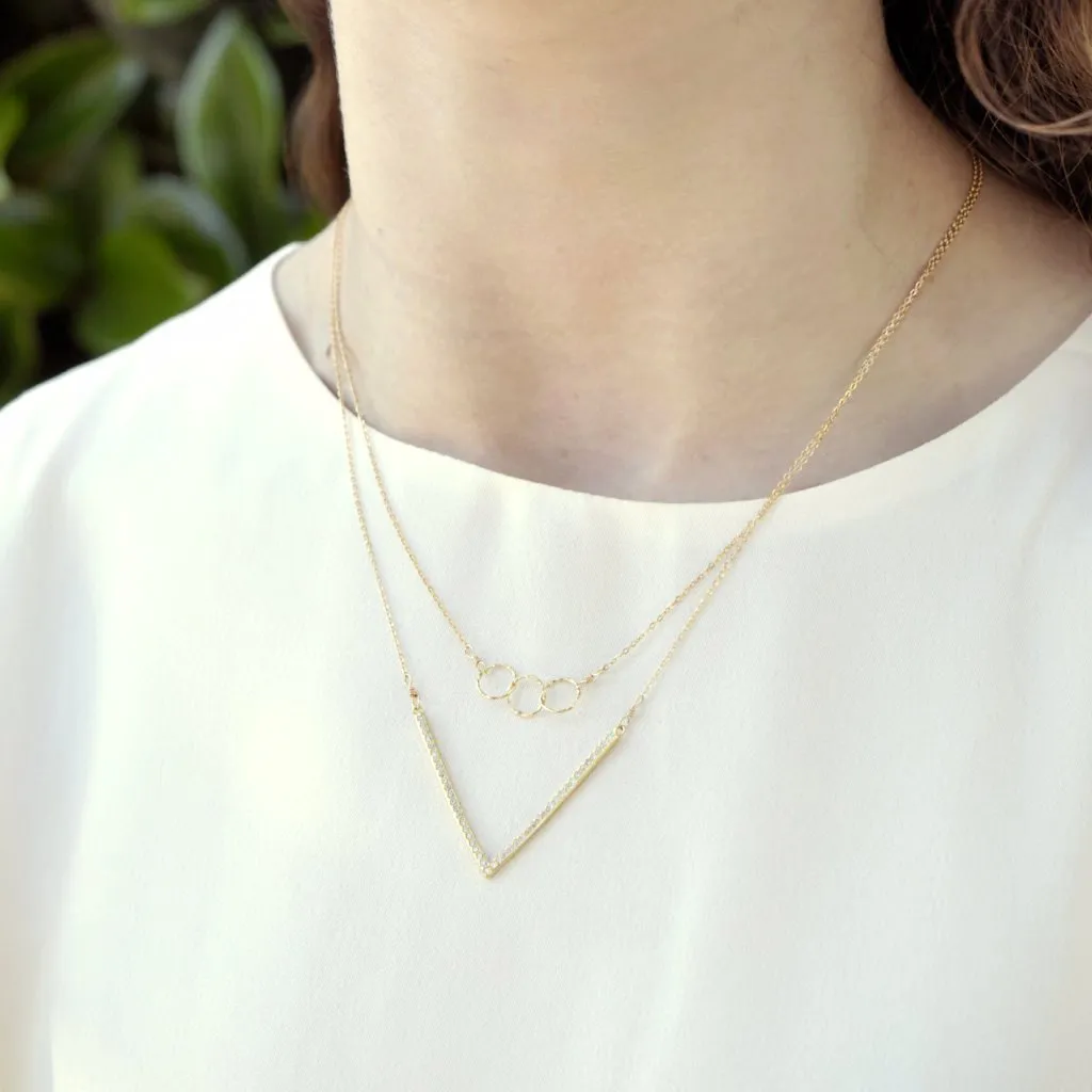 Tiny Triple Diamond Cut Circles Necklace