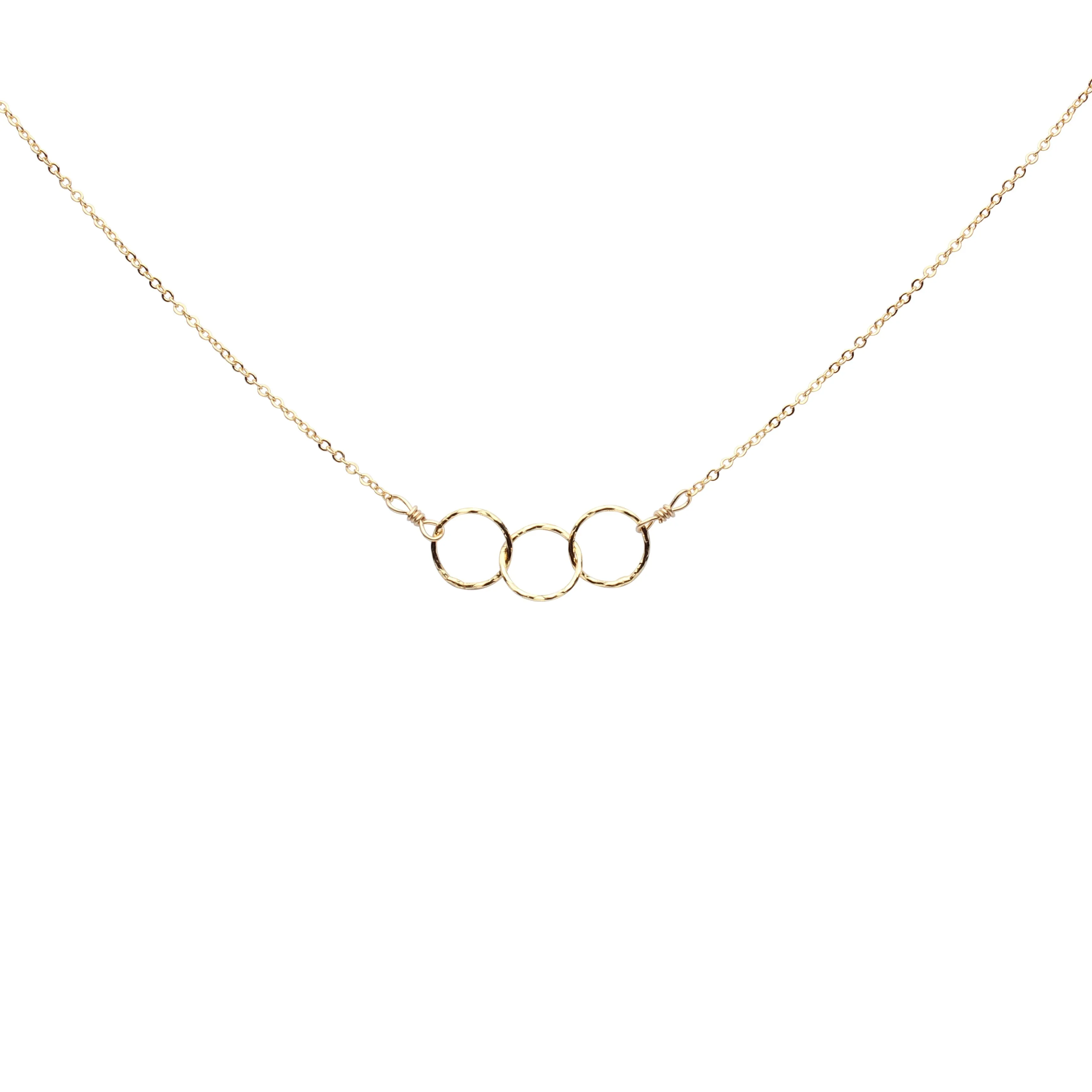 Tiny Triple Diamond Cut Circles Necklace