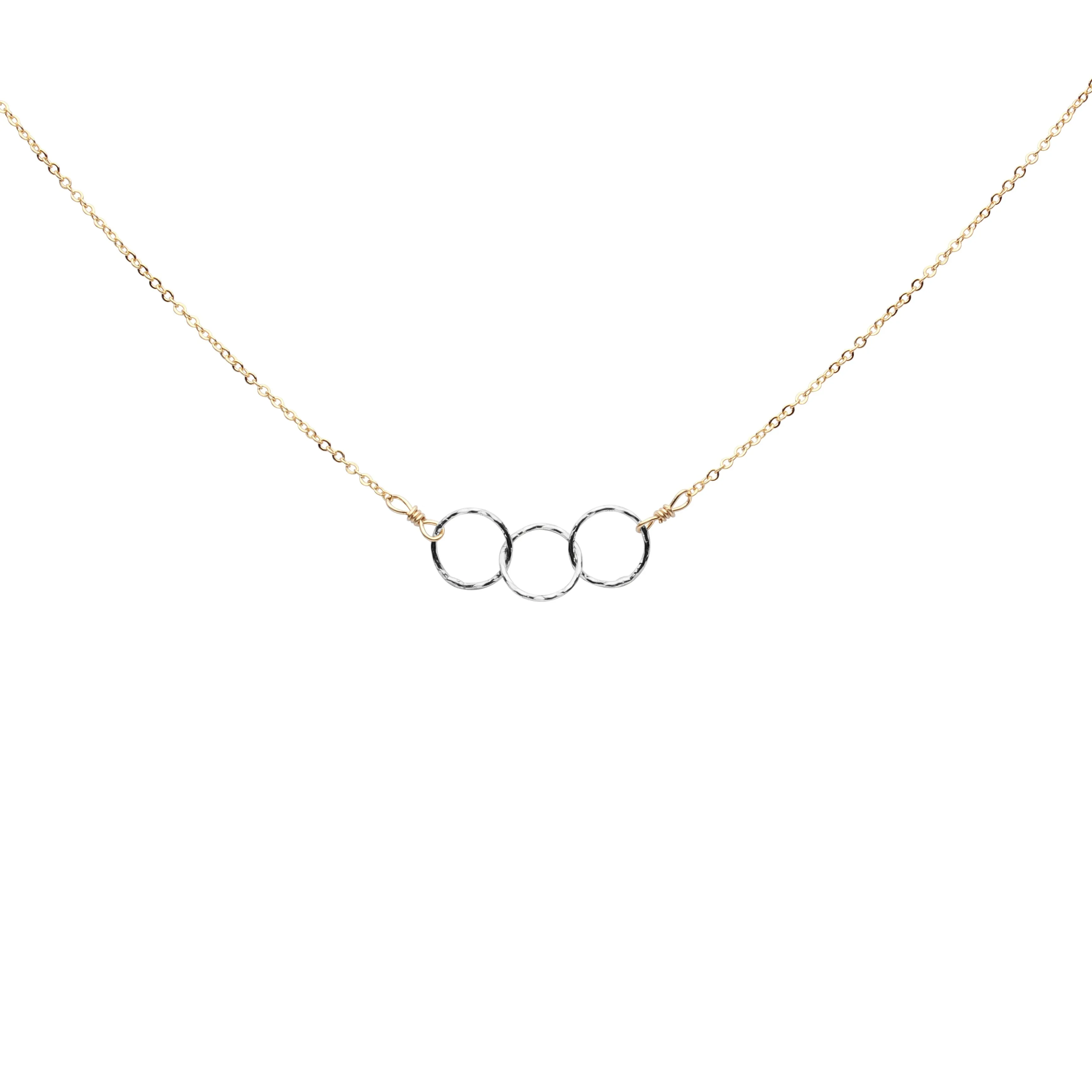 Tiny Triple Diamond Cut Circles Necklace