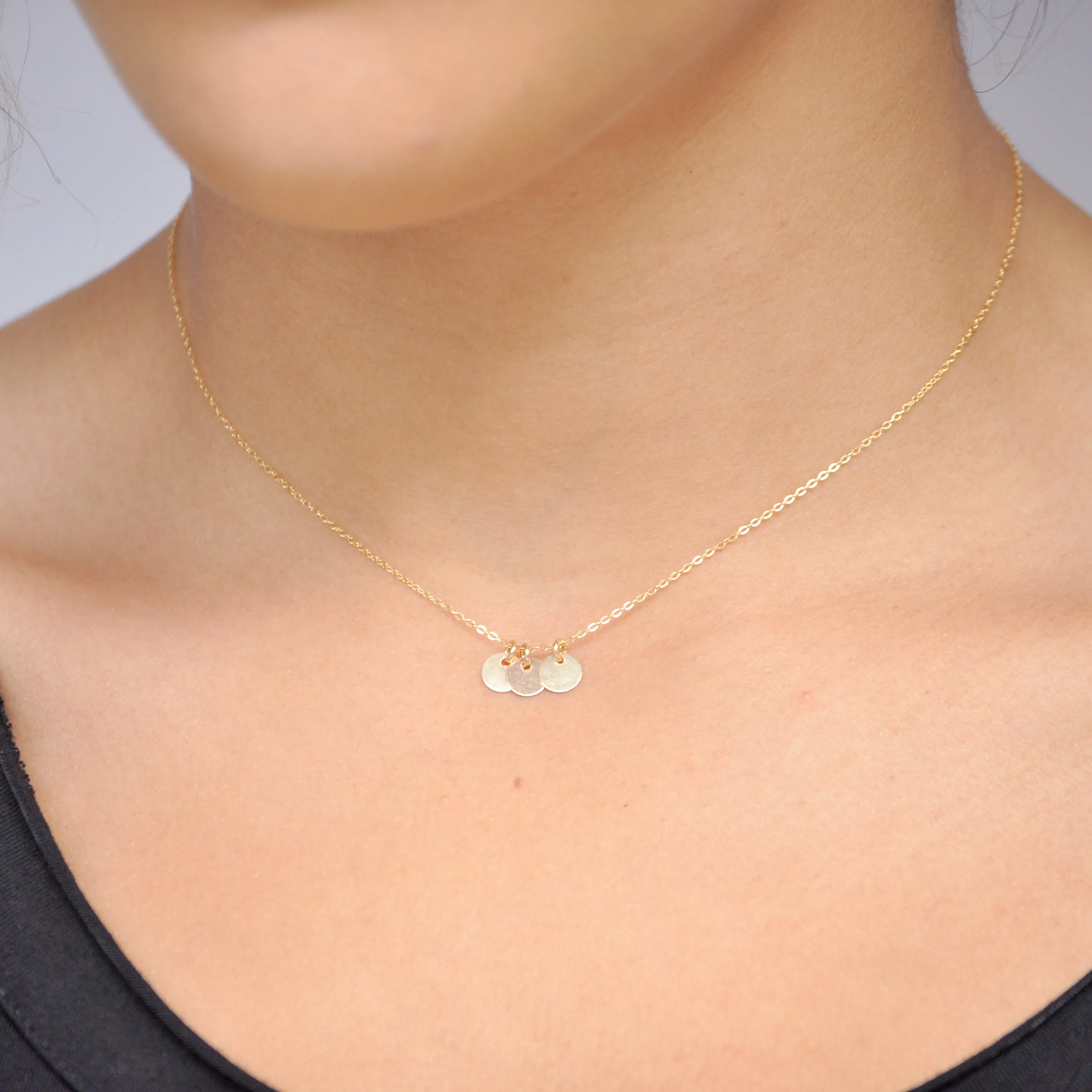Tiny Triple Disc Choker Necklace