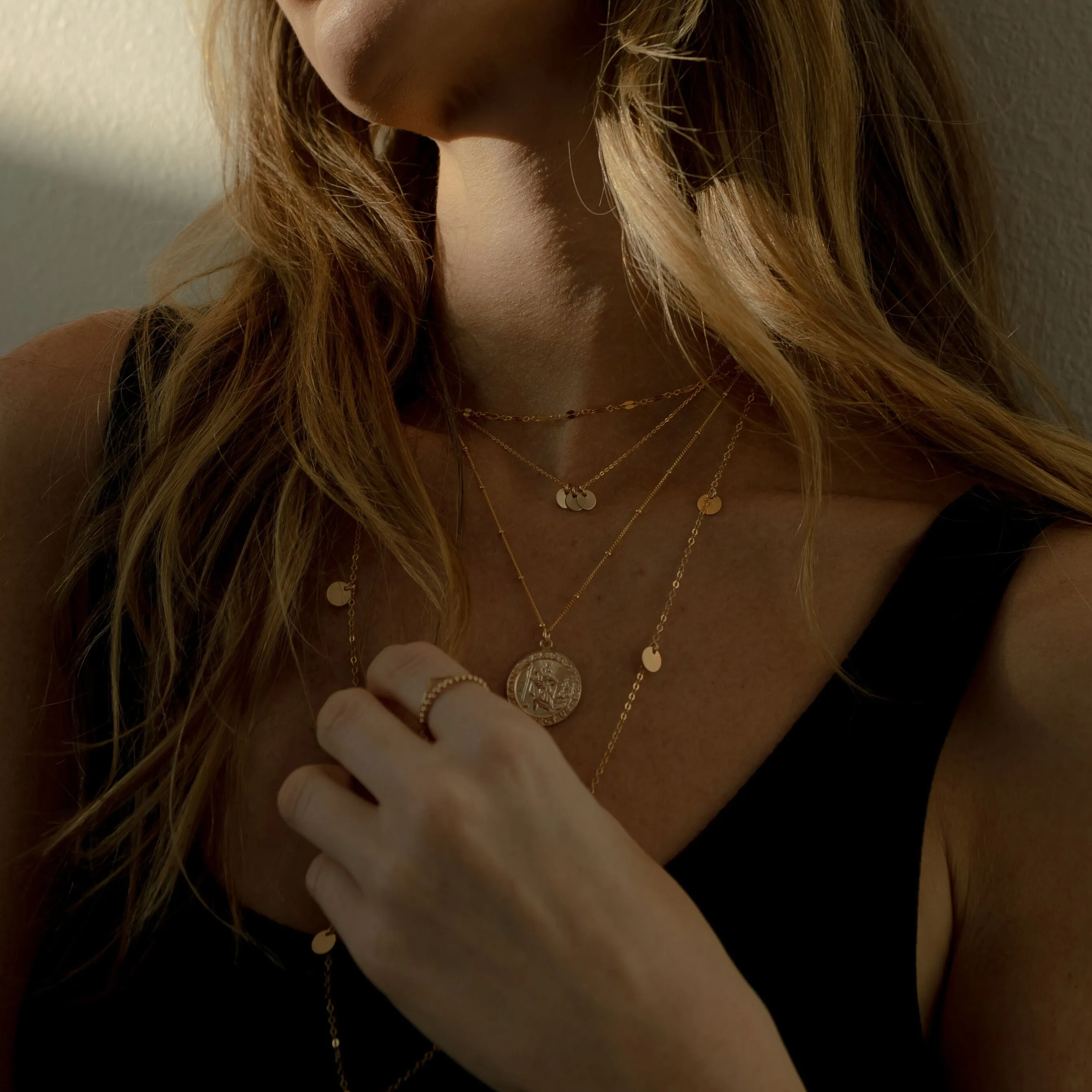 Tiny Triple Disc Choker Necklace