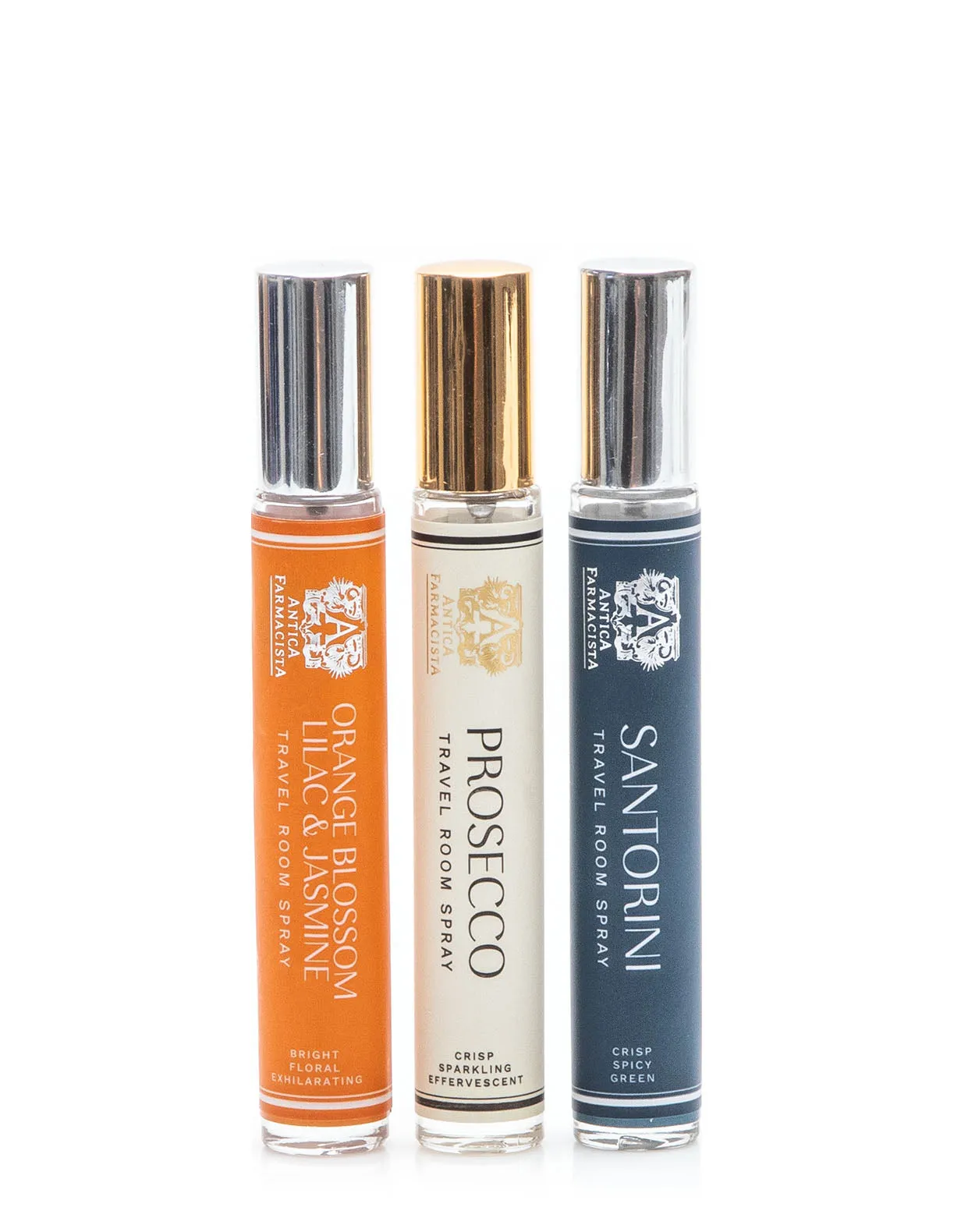 Travel Room Spray Trio – Orange Blossom, Prosecco, Santorini (10ml)