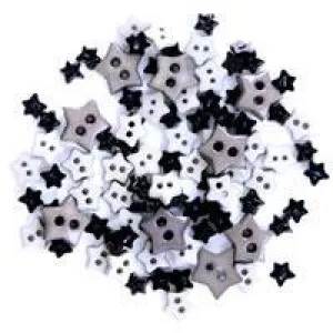 Trimits Mini Craft Stars Buttons - Black Shades